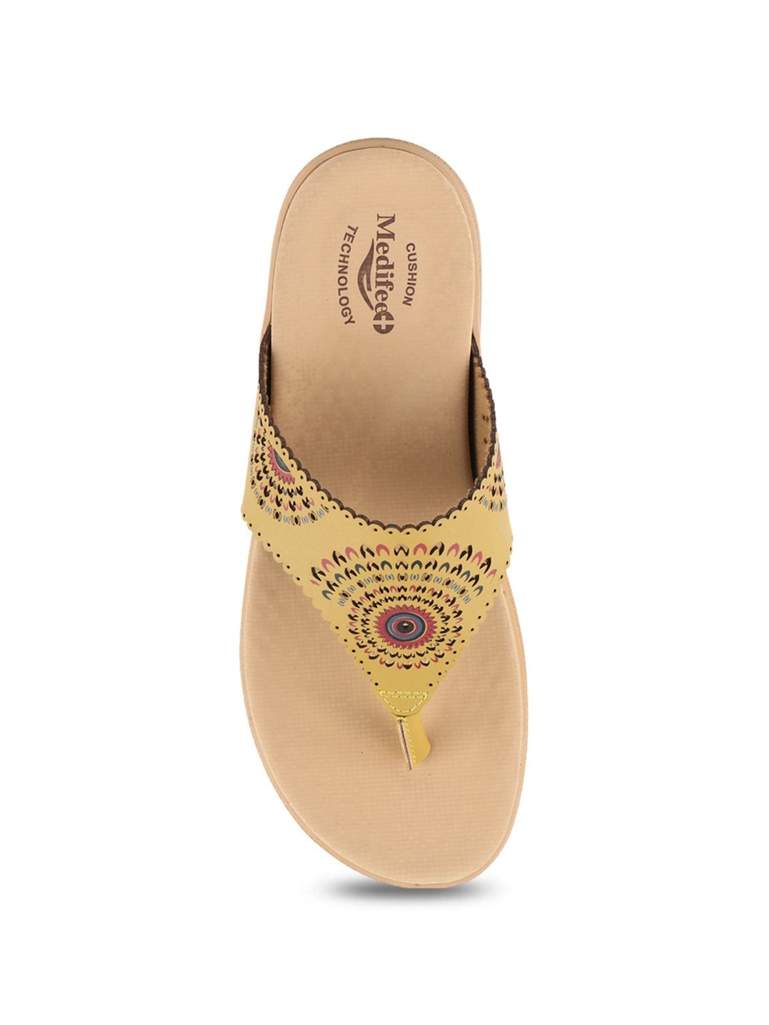 MediFeet Women's Motif Mustard Thong Wedges