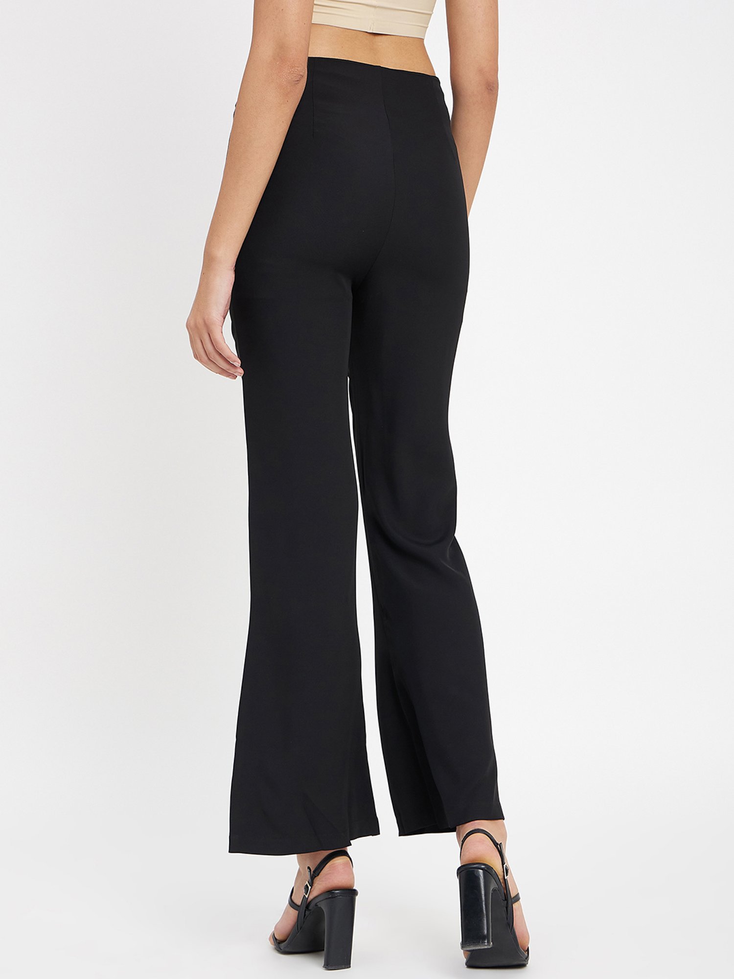 Camla Black Regular Fit Mid rise Trousers