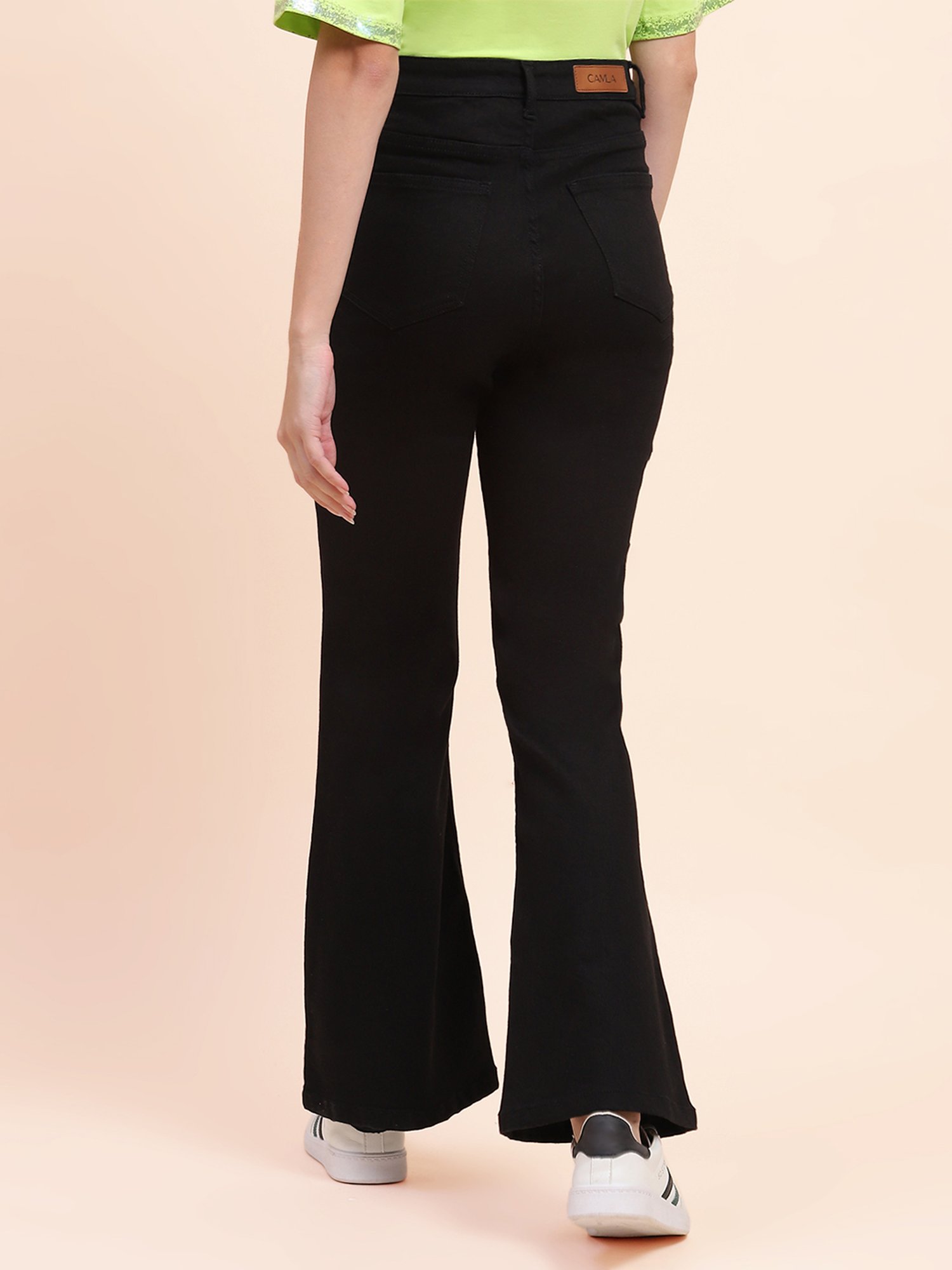 Camla Black Flared Fit Mid Rise Jeans