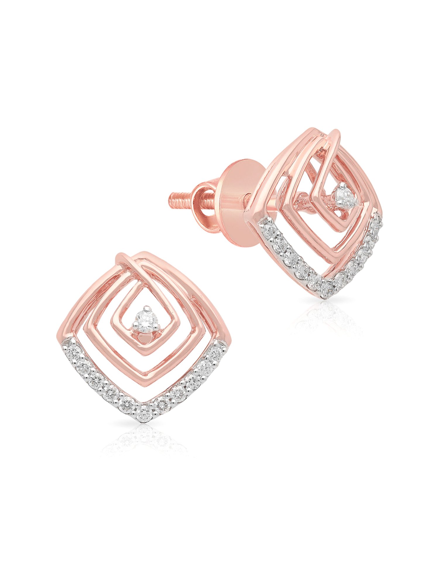 Malabar Gold and Diamonds 18k Rose Gold Stud Earrings