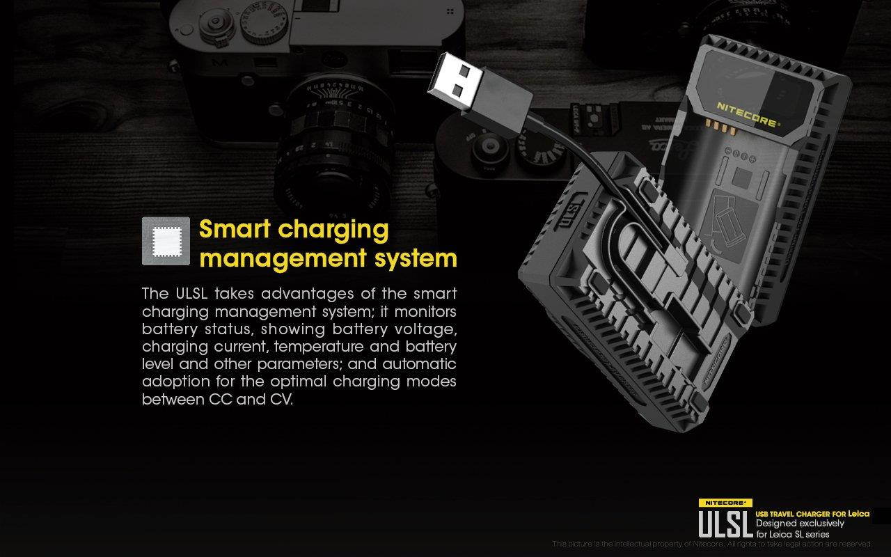 Nitecore ULSL USB Travel Charger for Leica BP-SCL4 Batteries with Lumen Tactical LED Keychain Flashlight - Compatible with Leica SL Typ 601 Series Camera