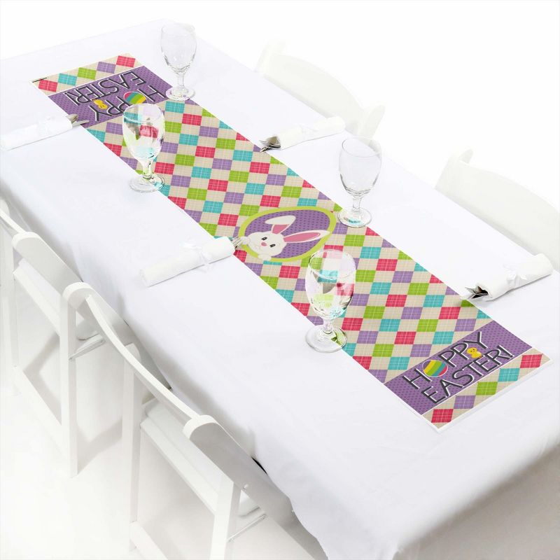 Big Dot of Happiness Hippity Hoppity - Petite Easter Bunny Easter Party Paper Table Runner - 12 x 60 inches