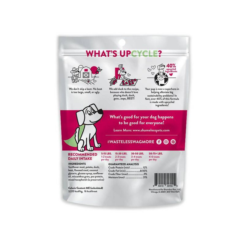Shameless Pets Duck & Beet Flavor Soft Baked Chewy Dog Treats - 6oz