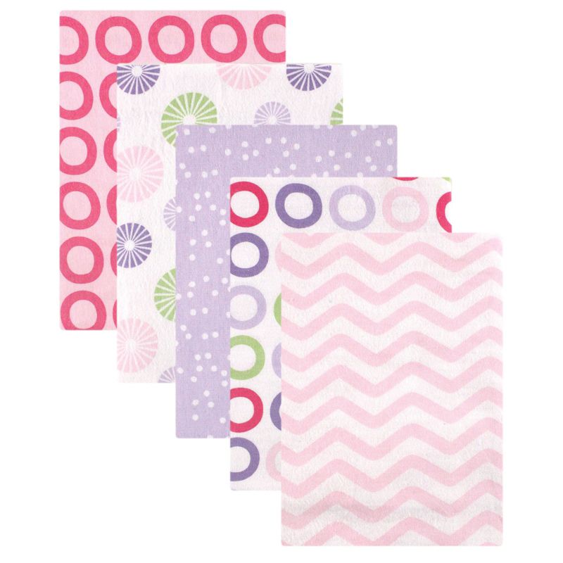 Luvable Friends Baby Girl Cotton Flannel Receiving Blankets, Pink Pinwheel, One Size