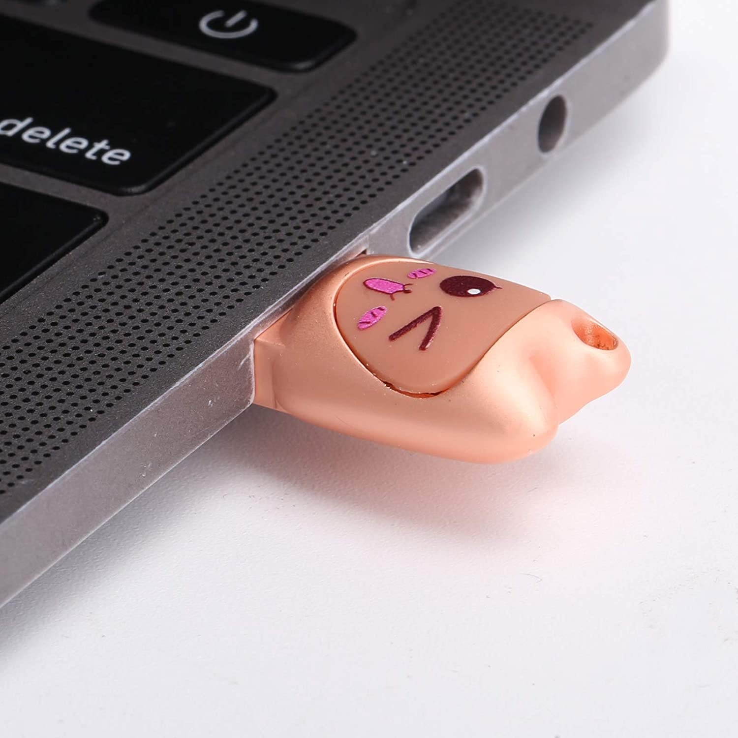 01 U Disk, USB Pen Drive USB Flash Drive USB Memory Stick Waterproof Cartoon with Hanging for(Mengmei-Rose Gold, 32GB)