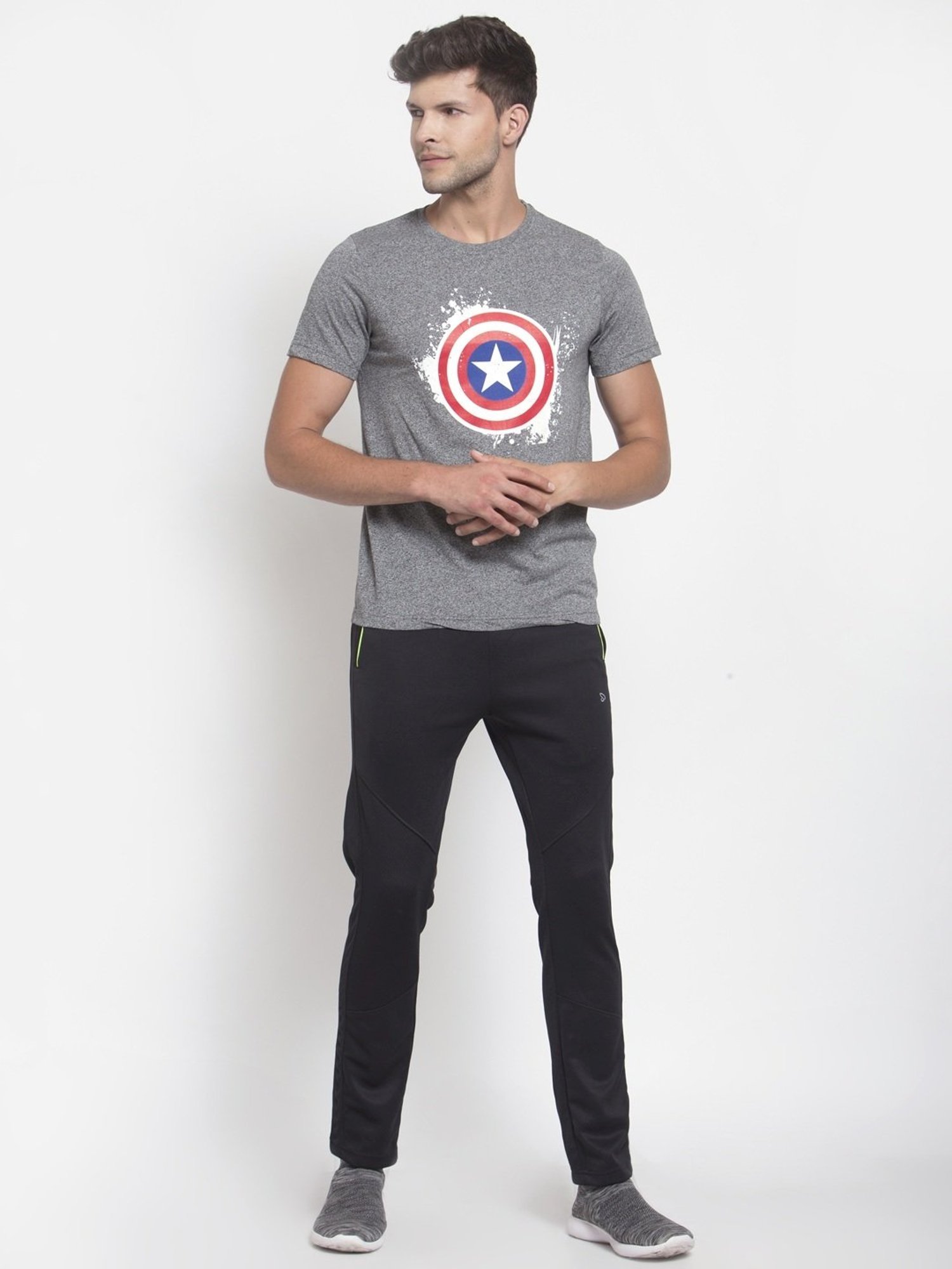 Sporto Cool Grey Regular Fit Printed Sports T-Shirt