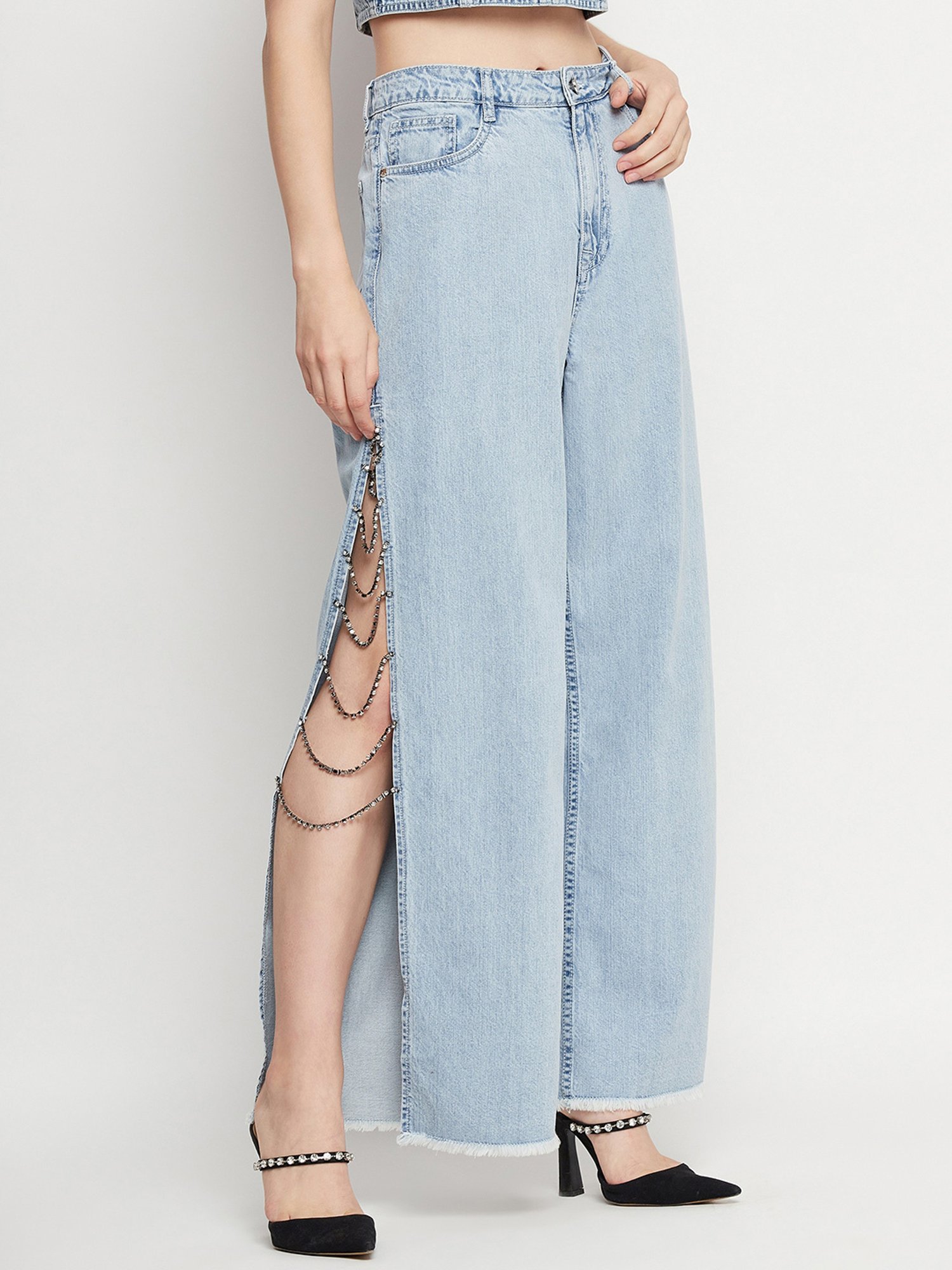 Camla Blue Regular Fit Mid rise Jeans