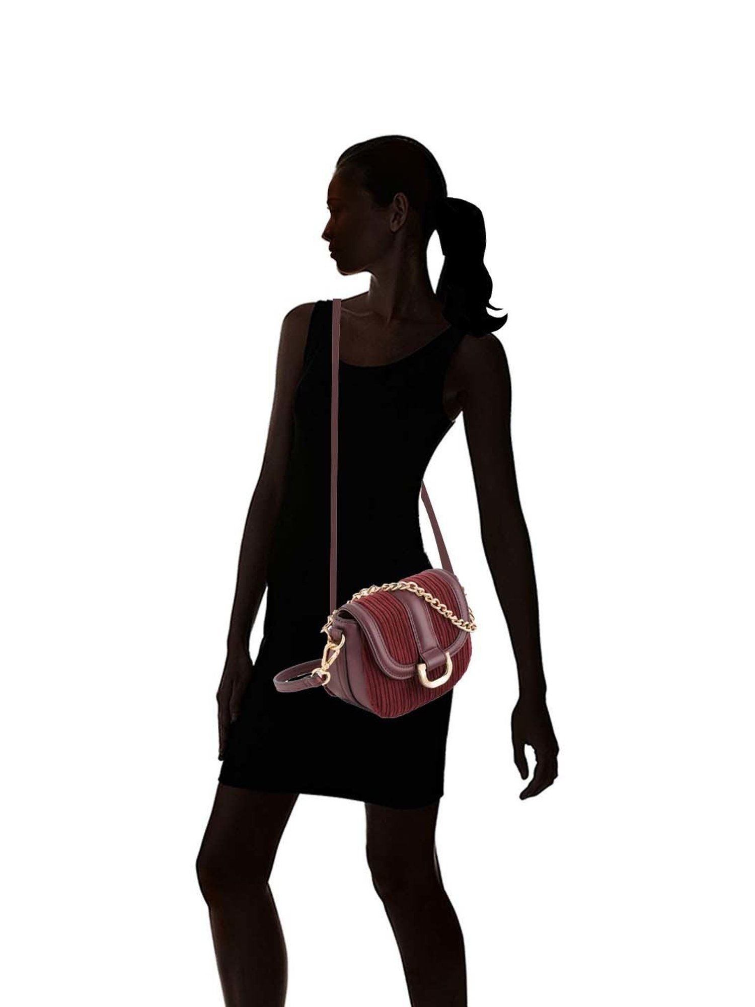 CARPISA Maroon Textured Mini Sling Handbag