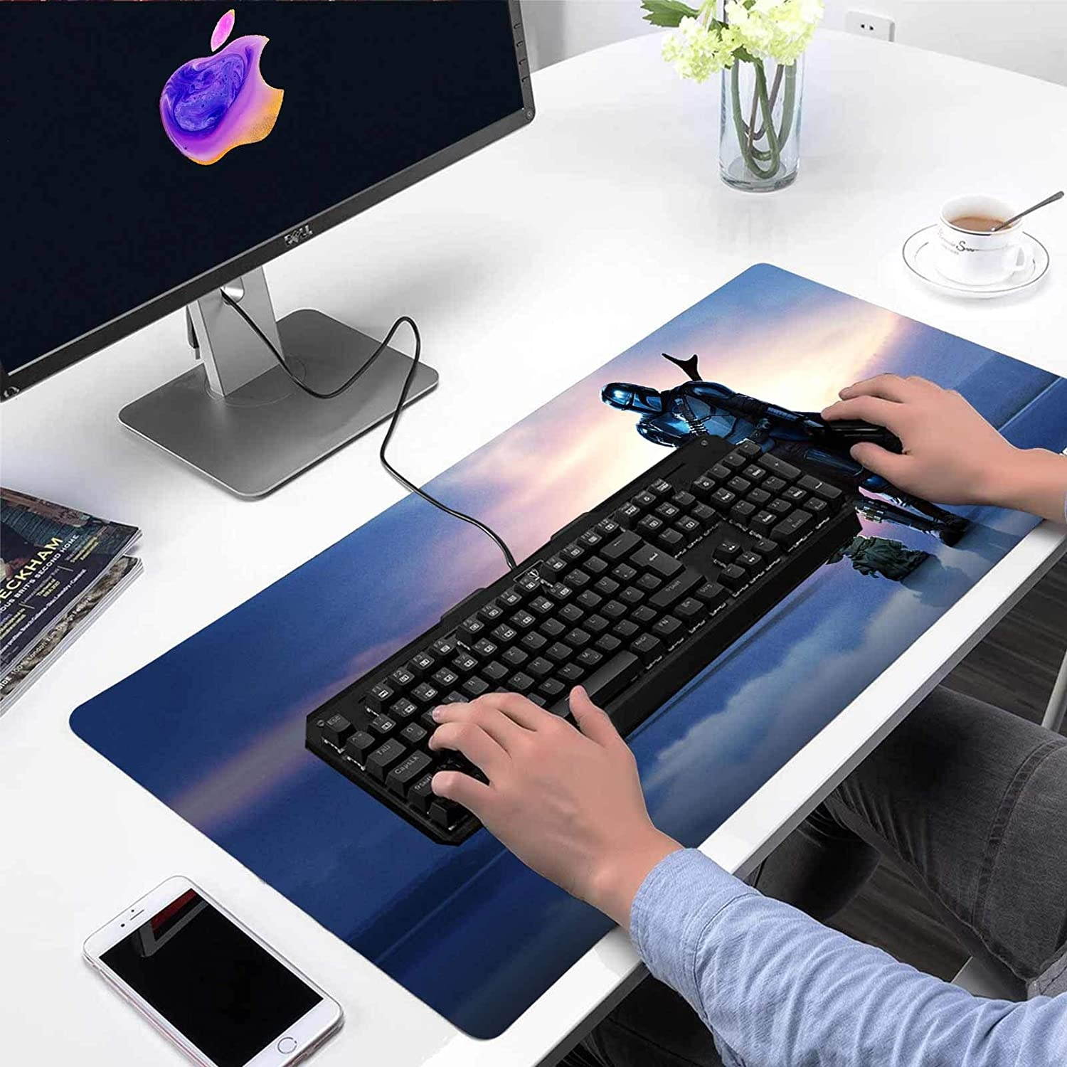 Mouse Pad XXL Star Wars The Mandalorian,Mousepad with Stitched Edges & Non-Slip Rubber Base-High Speed Surface-Laptop Desk Pads-Computer Keyboard and Mice Combo Pad Mat 15.7X35.4