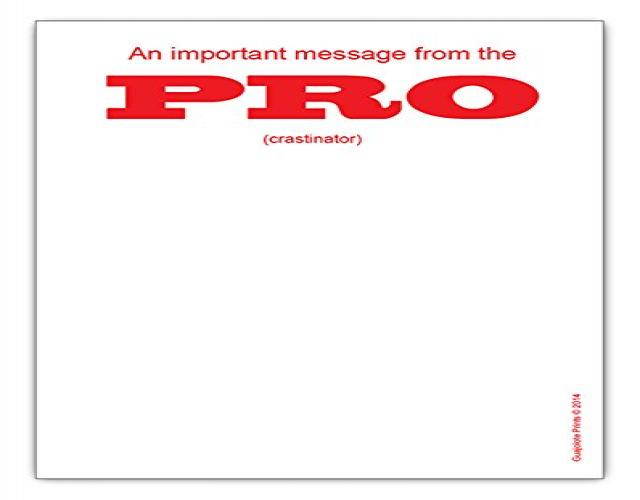 A Message From The Pro - Notepad - Funny Home Office Gag Gift for Slackers and Procrastinators