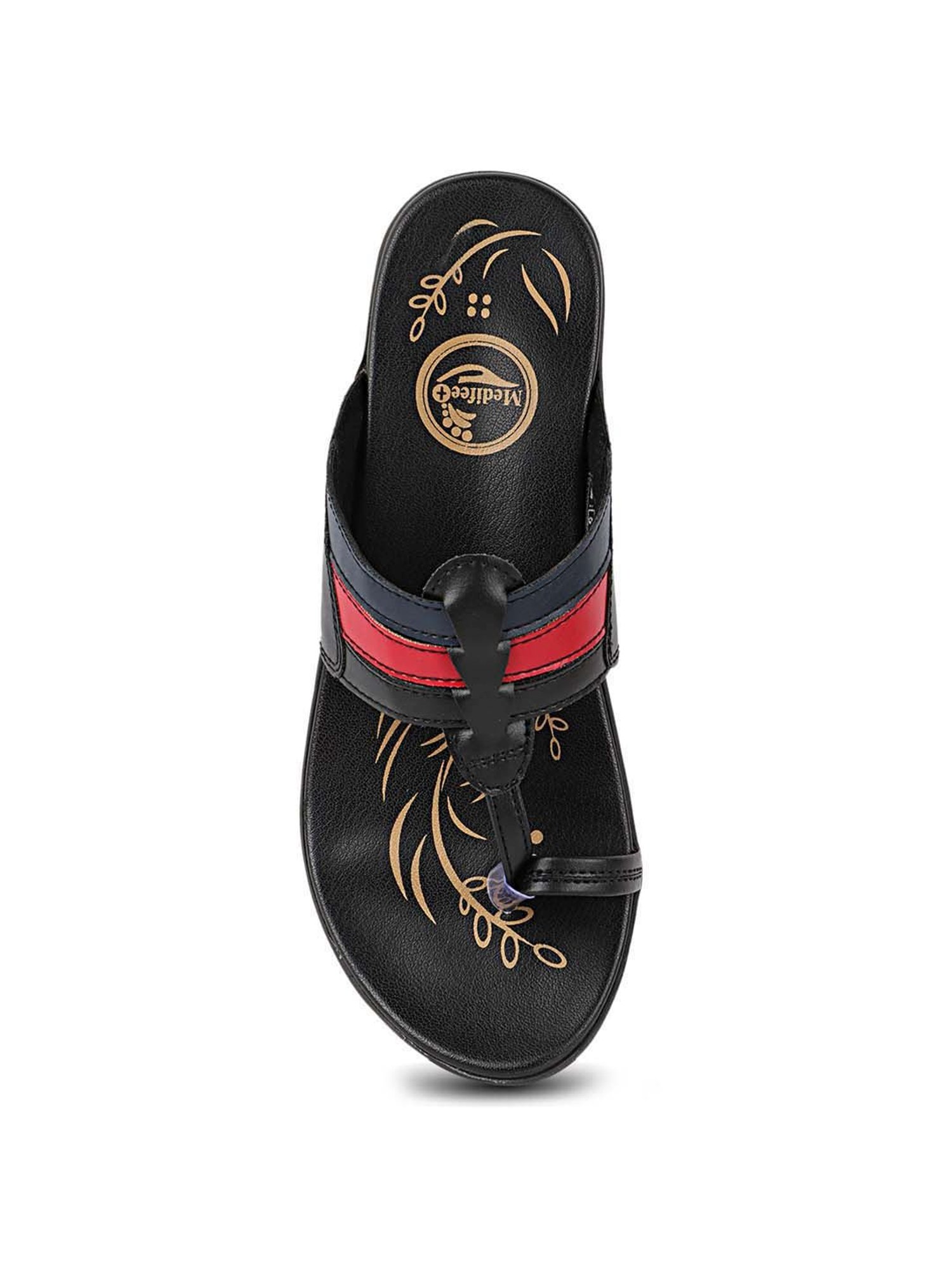 MediFeet Women's Coal Black Toe Ring Sandals