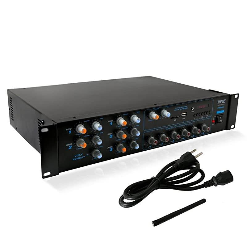 Wireless Bluetooth Power Amplifier System 4200W 6CH Powered Rack Mount Portable Surround Sound Multi Zone Audio Home Stereo Receiver Box wRCA USB AUX for Speaker PA Theater  PT6000CH