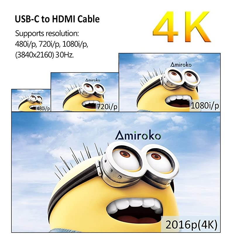 USB C to HDMI Cable  USB 31 Type C Thunderbolt 3 Compatible to HDMI 4K Cable Adapter for MacBook Pro Dell XPS 1315 Galaxy S8S8+Note 8 etc to HDTV Monitor Projector 6FT Gray