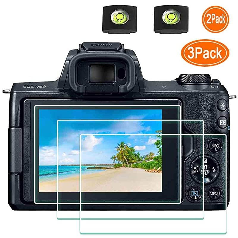 M50 Screen Protector for Canon EOS M50 M100 Rebel SL2EOS 200D DSLR Camera amp Hot Shoe Cover2+3Pack 03mm 9H Hardness Tempered Glass Flim AntiScrach AntiFingerprint AntiBubble