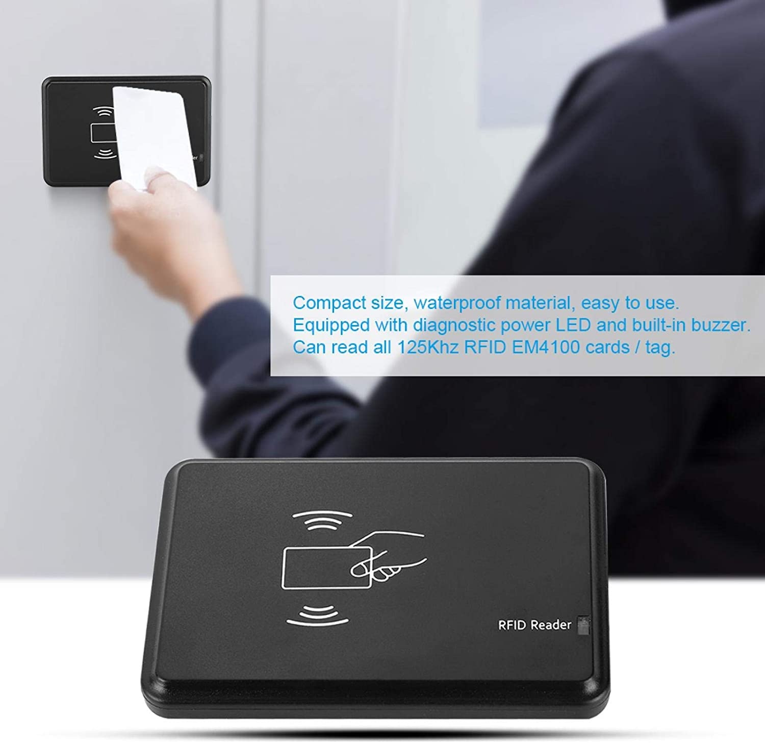 Reader, Convenient Plug and Play Waterproof Sturdy USB Adapter Compact for Multimedia System for Membership System for Sauna Bath for Access Control