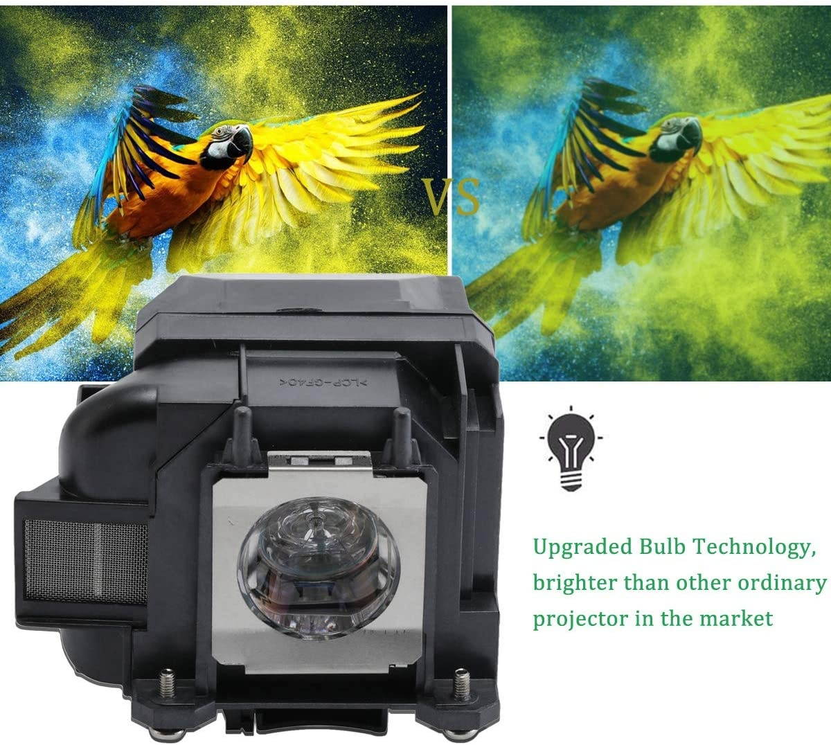 RICH LIGHTING LP88 Projector Lamp Bulb for Epson Elplp88 Powerlite Home Cinema 1040 2045 740HD 2040 1264 EX3240 EX7240 VS240 S27 X27 W29 97H 98H VS340 VS3445 V13H010L88 Replacement Projector Bulbs