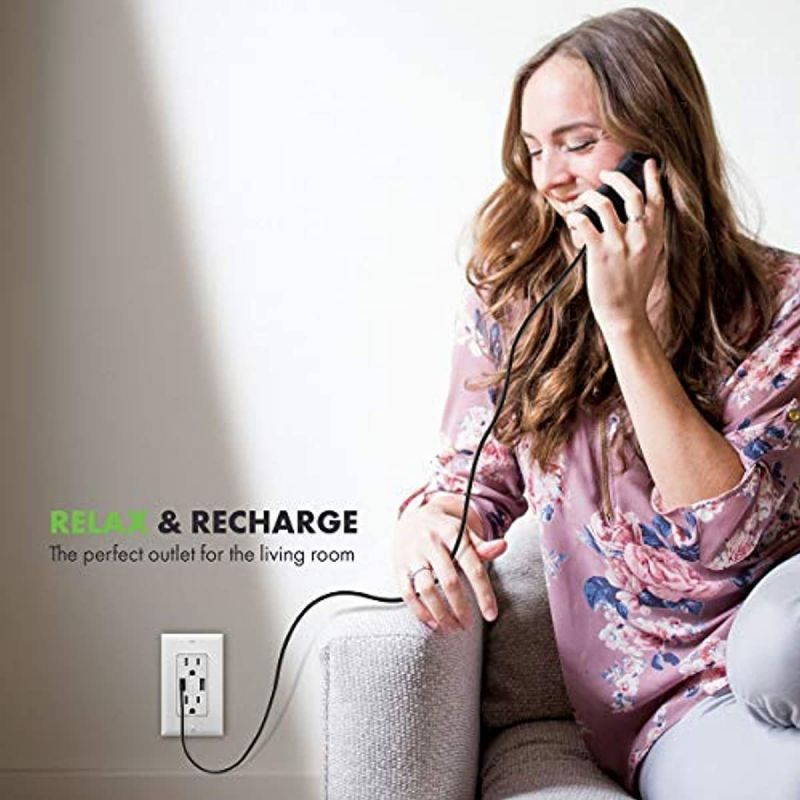 TOPGREENER 3.1A USB Outlet, USB Wall Outlet, 15A TR Receptacle, for iPhone XS/MAX/XR/X/8/7/6s/Plus, iPad, LG, HTC and more, Compatible Samsung Galaxy S9/S8/S7/S6, Note9/8/7 and more, 2-Pack, White