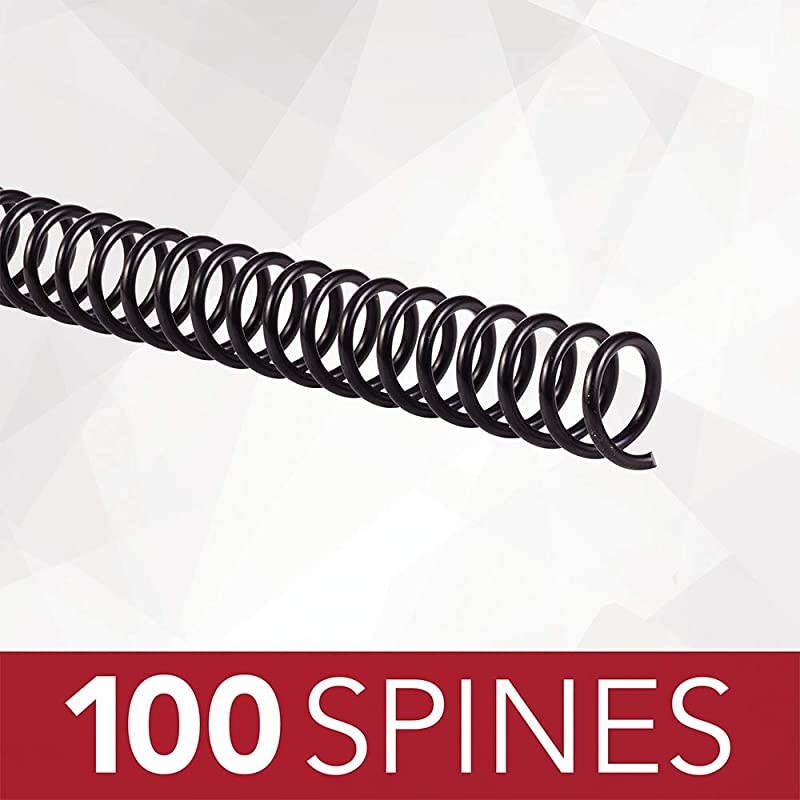 Binding Spines Spirals Coils 12mm 90 Sheet Capacity 41 Pitch Color Coil Black 100 Pack 9665040