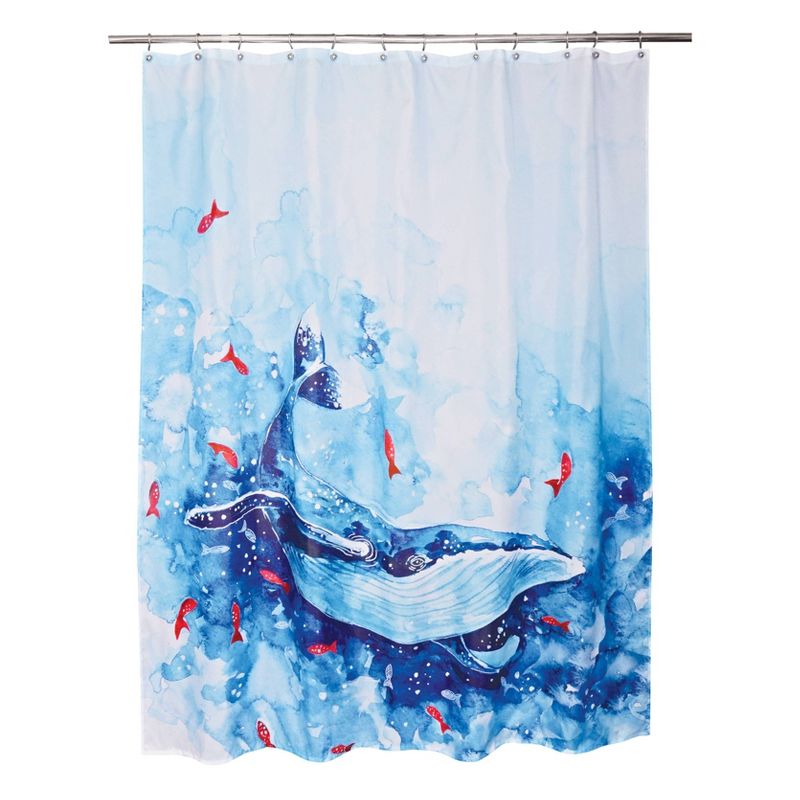 Blue Whale Shower Curtain Blue/White - Moda at Home