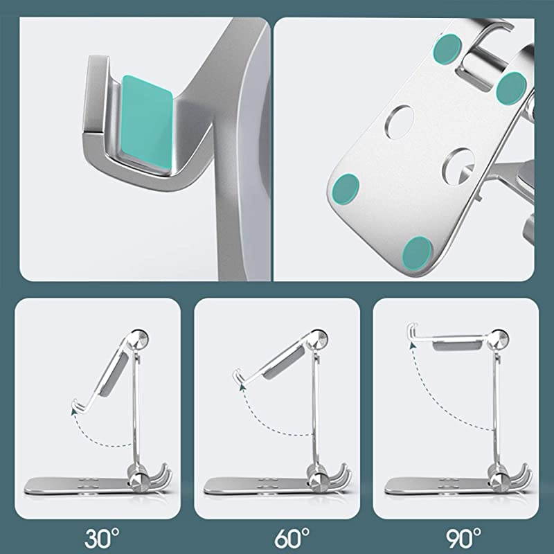 Phone/Tablet Stand,Double Foldable Holder for iPhone11 Pro Max Xs SE Desktop Stand for Apple Watch Charger, Holder Dock with iPad, Kindle, Nexus, Tab, E-Reader (4-13'')