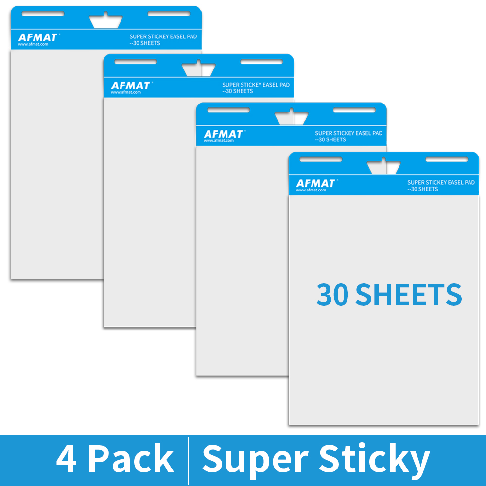 Sticky Easel Pads, Flip Chart Paper, Large Easel Paper for Teachers, 25 x 30 Inches, Self Stick Easel Paper for White Board, 30 Sheets/Pad, 4 Pads, Super Sticky with 2 Strips of Adhesive, White