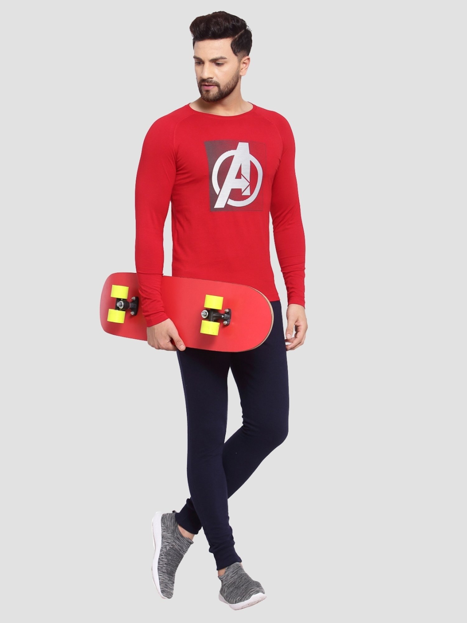 Sporto Red Slim Fit Printed Sports T-Shirt