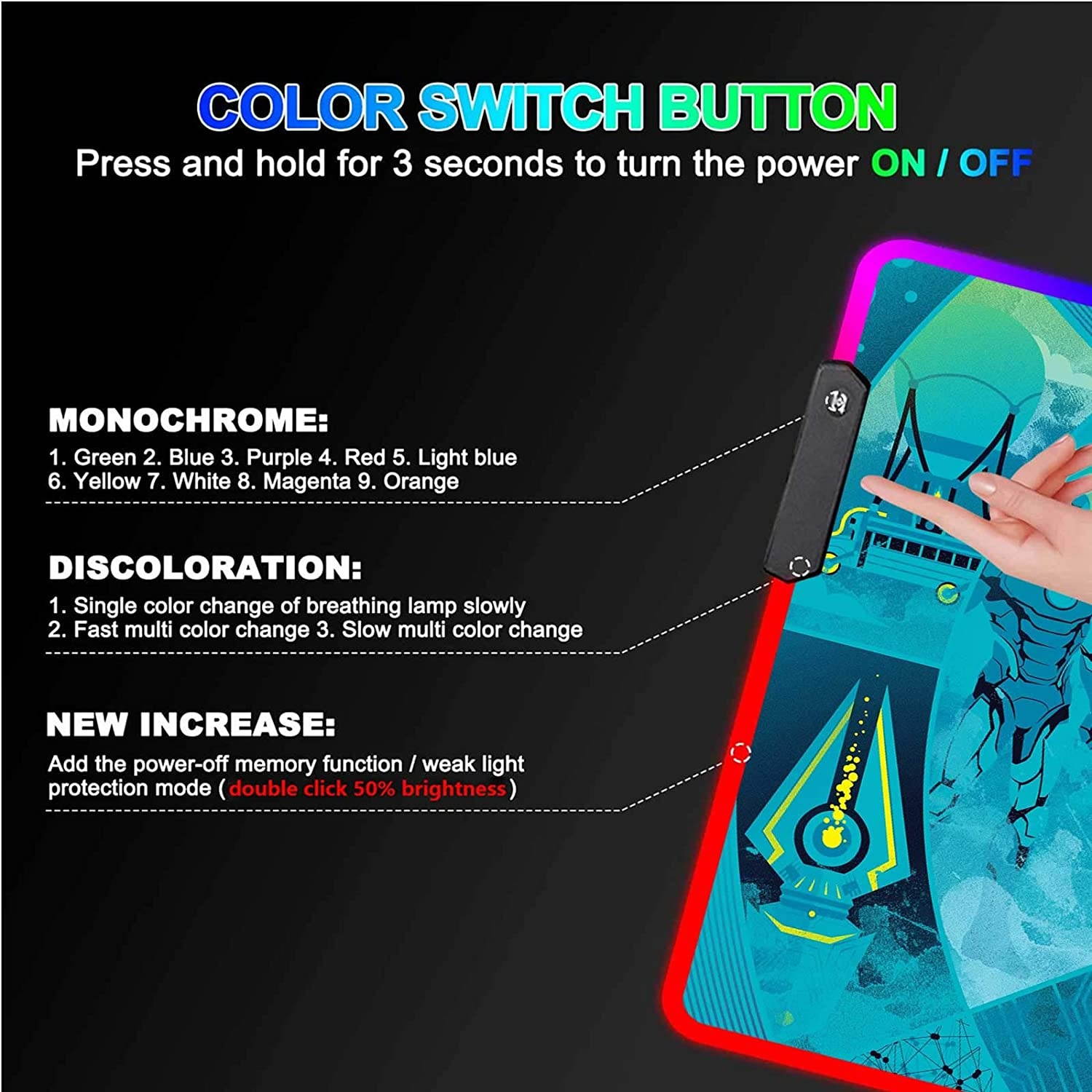 RGB Custom Mouse Pad - Chapter 2 Season 4,12 Lighting Modes Glowing Mousepad-4mm Thick-Anti-Slip Rubber Base-Laptop Desk Pad Mat-Computer Keyboard and Mice Combo Pads 23.6X13.8