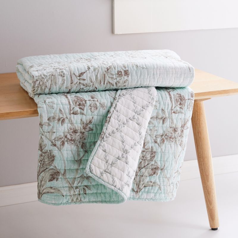 Cozette Bird Quilted Throw Teal - Levtex Home