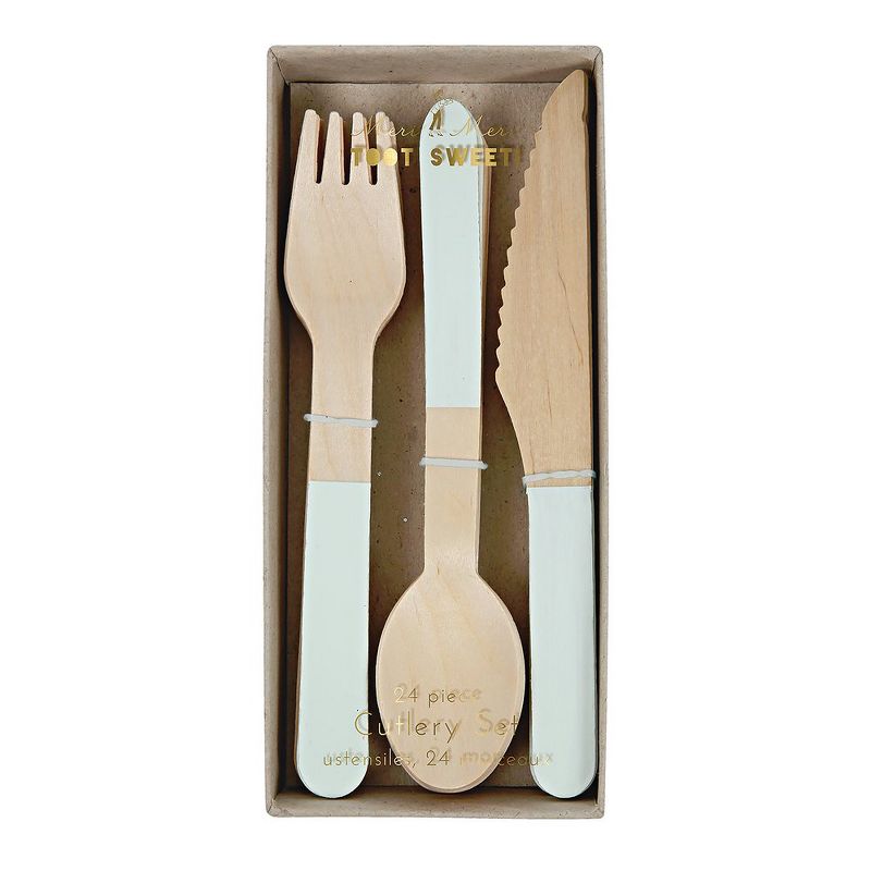 Meri Meri - Mint Wooden Cutlery Set - Disposable Flatware - 24ct