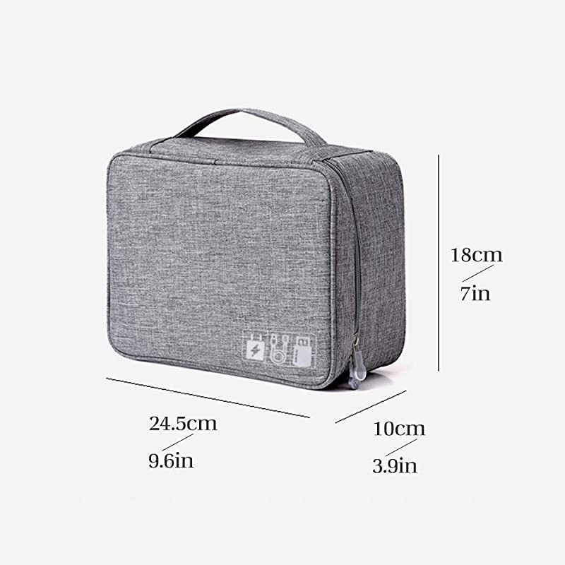 Electronics Organizer  Electronic Accessories Bag Travel Cable Organizer ThreeLayer for iPad Mini Kindle Hard Drives Cables Chargers TwoLayerGrey
