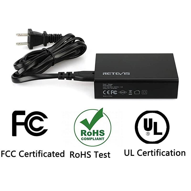 5Port USB Wall Charger Radio Charging Station for iPhone Xs Max XR Galaxy S9 Edge FM Radio Baofeng Cobra HYT 2 Way Radios and More 1 Pack