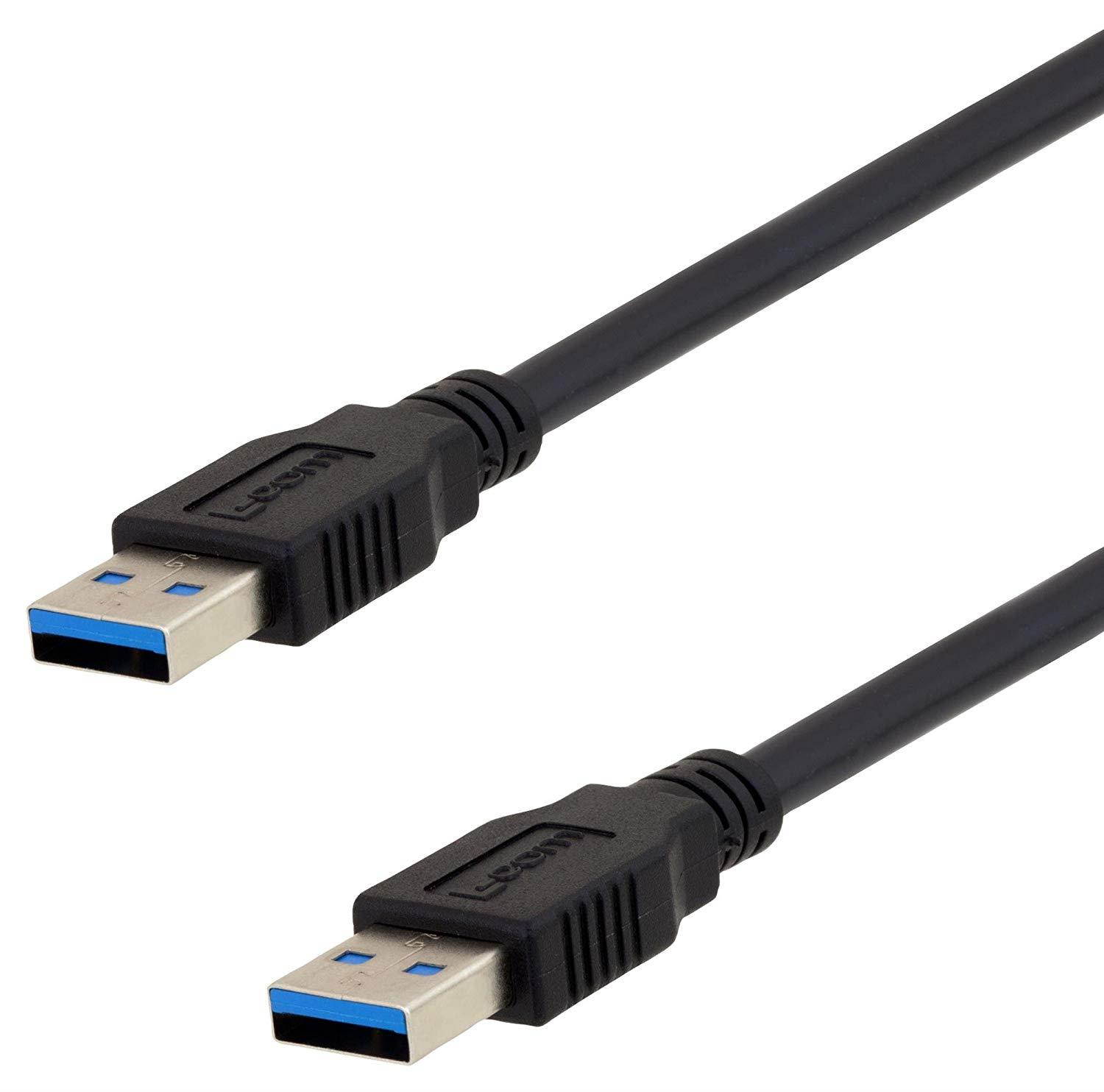 L-COM U3A00007-1M USB Cable, USB Type A Plug, USB Type A Plug, 1 m, 3.3 ft, USB 3.0, Black