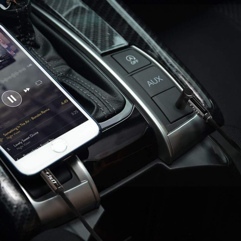 J&D Gold-Plated 3.5mm Stereo Audio Aux Jack to Jack Cable 90 Degree Right Angle for iPhone, iPod, iPad, Samsung Galaxy, LG, Speakers & All Other Devices - 9 Feet