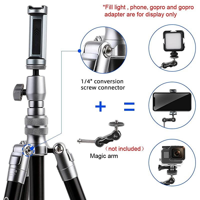 Phone Tripod  3 in 1 Camera Tripod and Selfie Stick Tripod with Bluetooth Remote 57 inch Compatible with iPhone