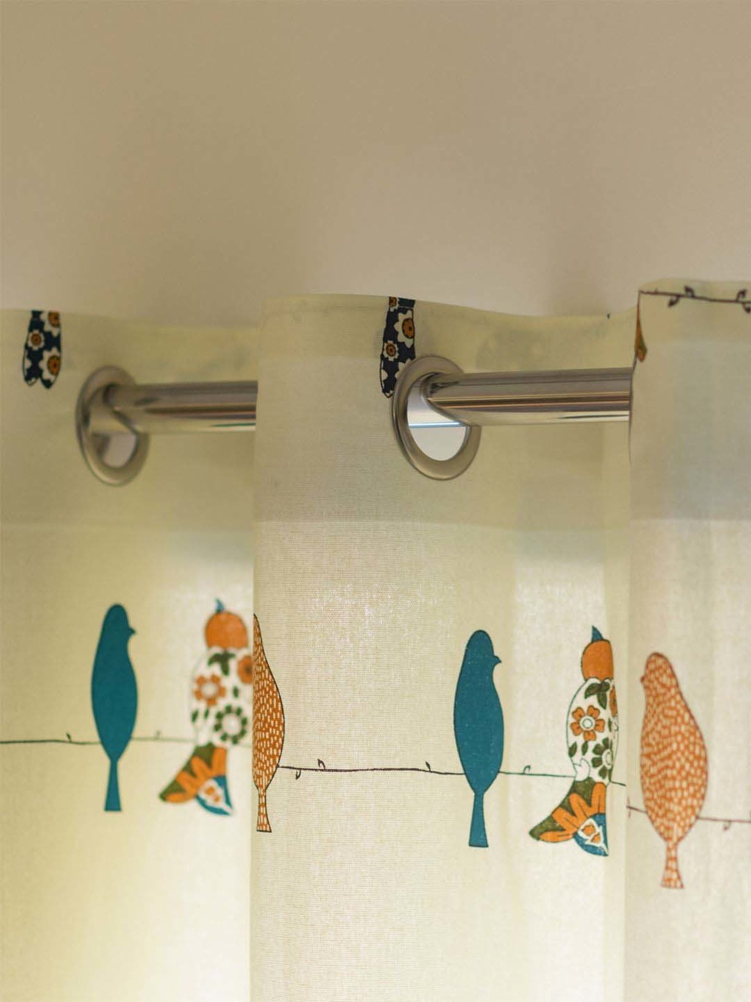 Urban Space Multicolor Cotton Door Curtain With Tieback & Eyelet - Set of 2