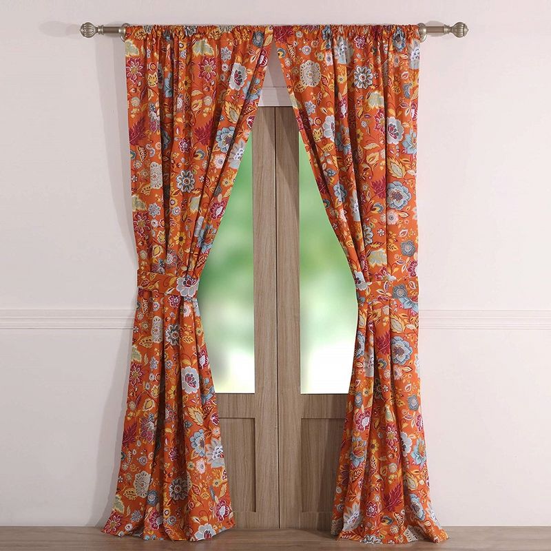Greenland Home Fashion Astoria Festive Window Curtain Panel - 42 x 63, Orange