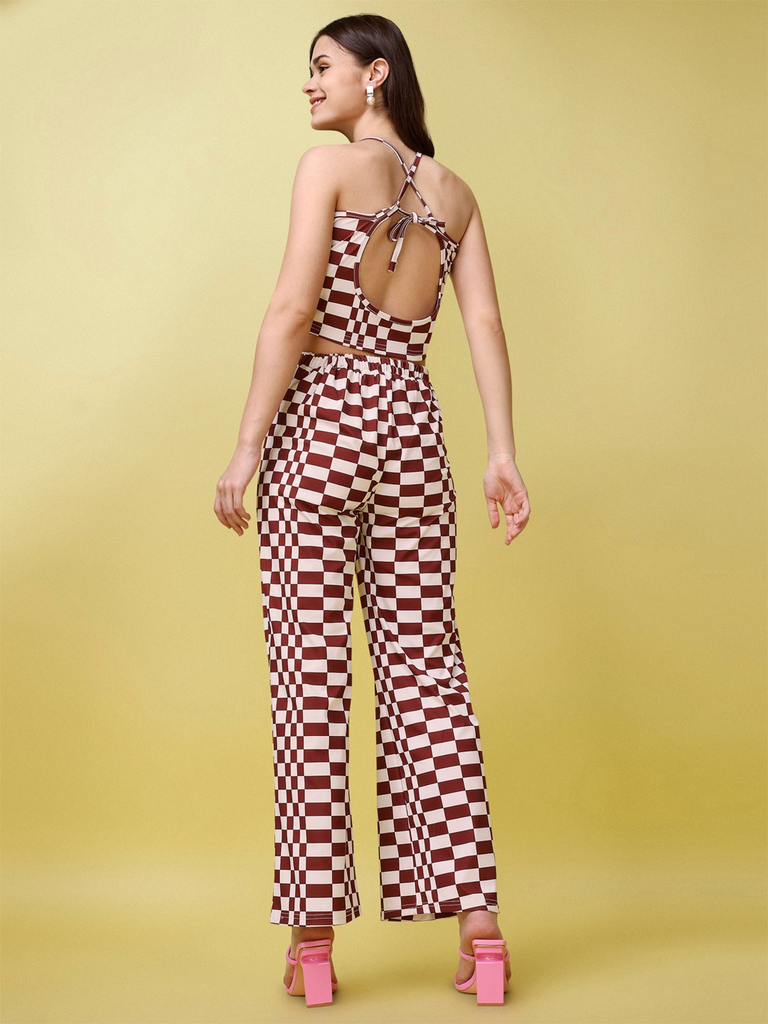 PURVAJA Maroon Checks Co-Ord Set