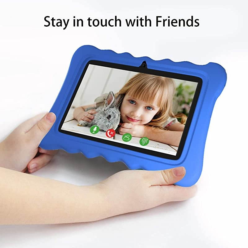 7 inch Kids Tablet with Dual Cameras, 2GB RAM 16GB ROM, Android 9.0 Tablets, WiFi Android Learning Tablet, IPS Full Display, Eye Protection & Parental Control Mode, Kid-Proof Case, Blue