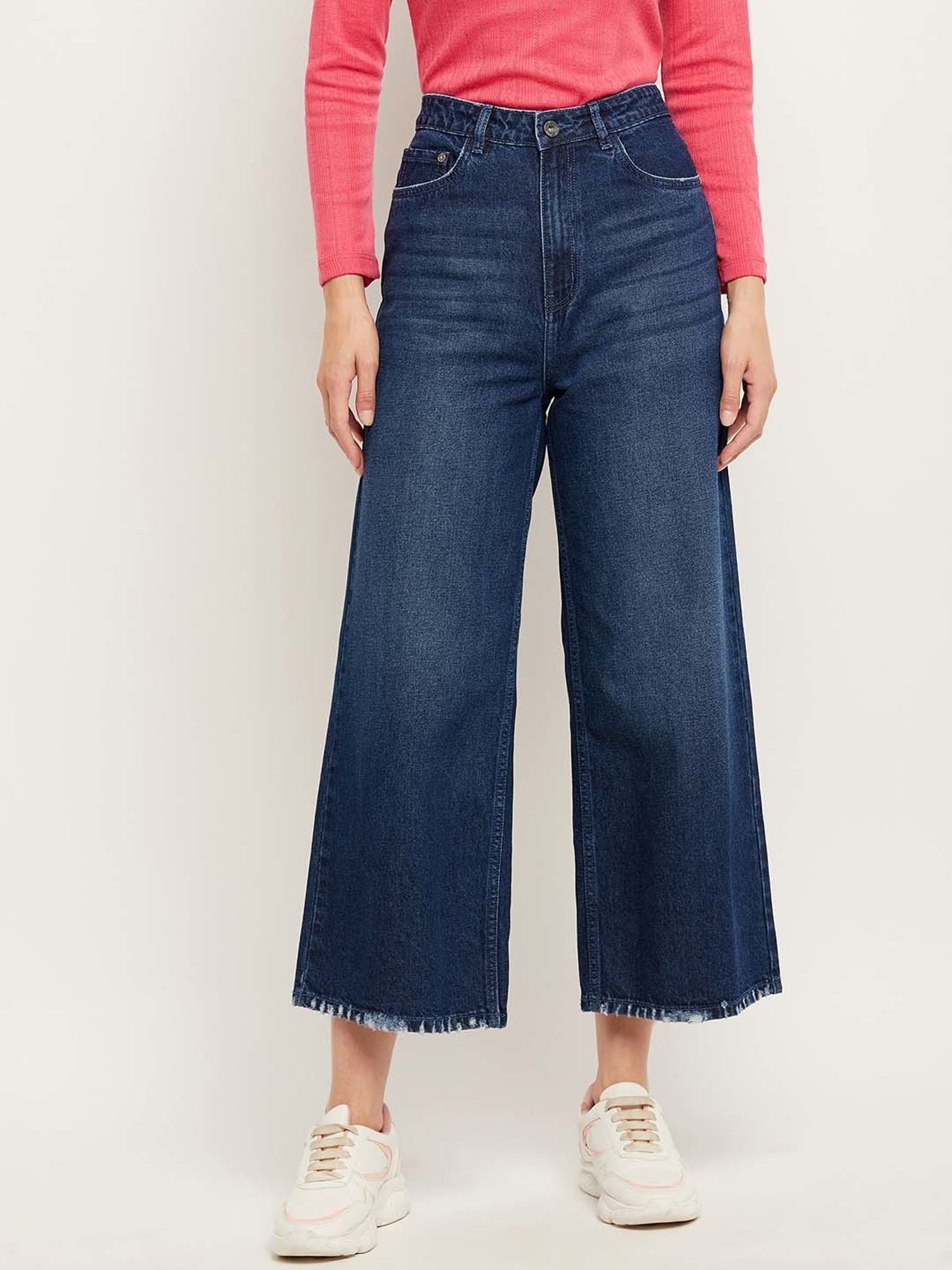 Camla Blue Cotton Mid Rise Jeans