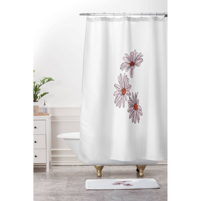 The Colour Study Daisy Illustration Bud Bath Mat Pink - Deny Designs