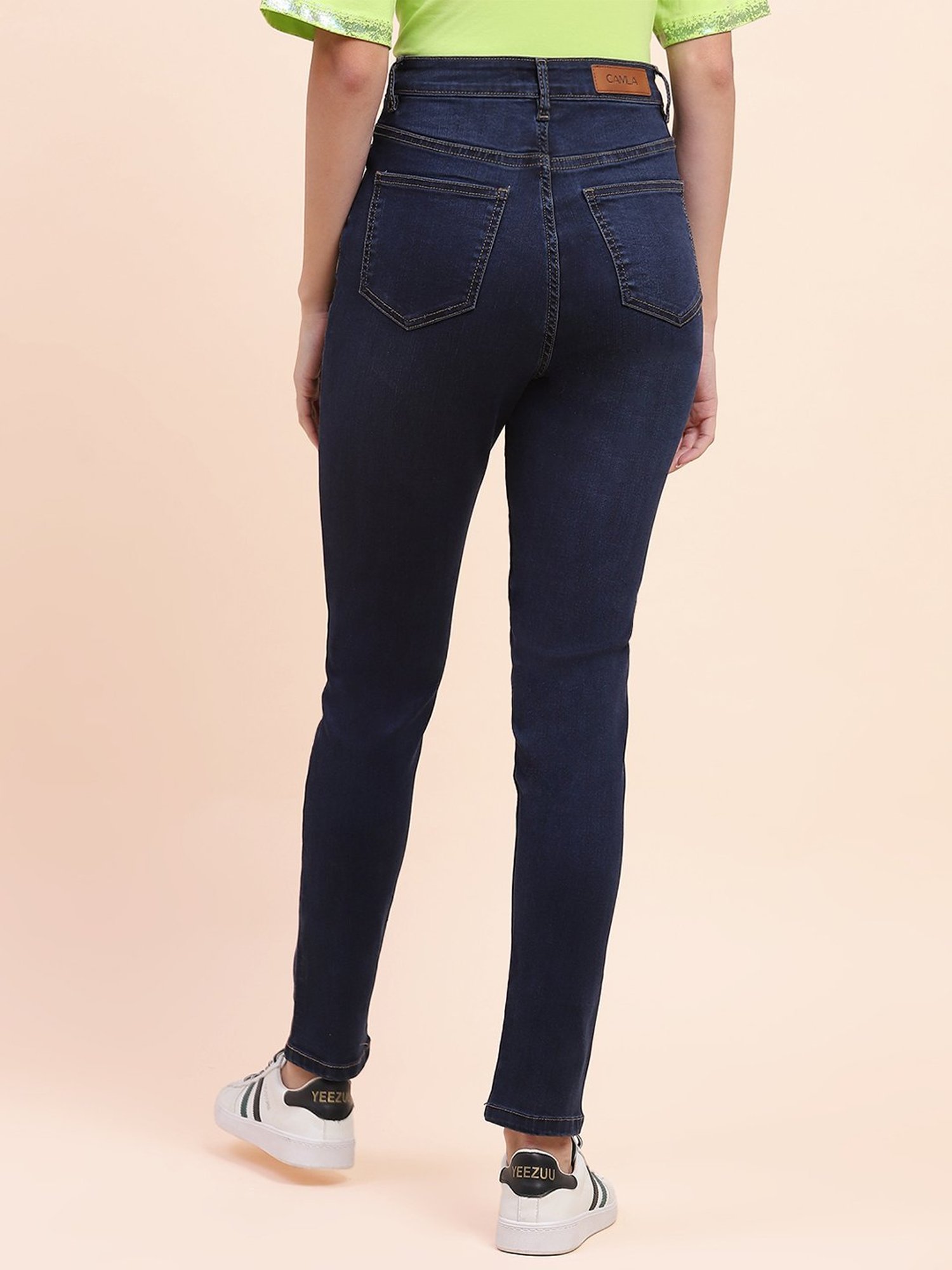 Camla Dark Blue Slim Fit Mid Rise Jeans