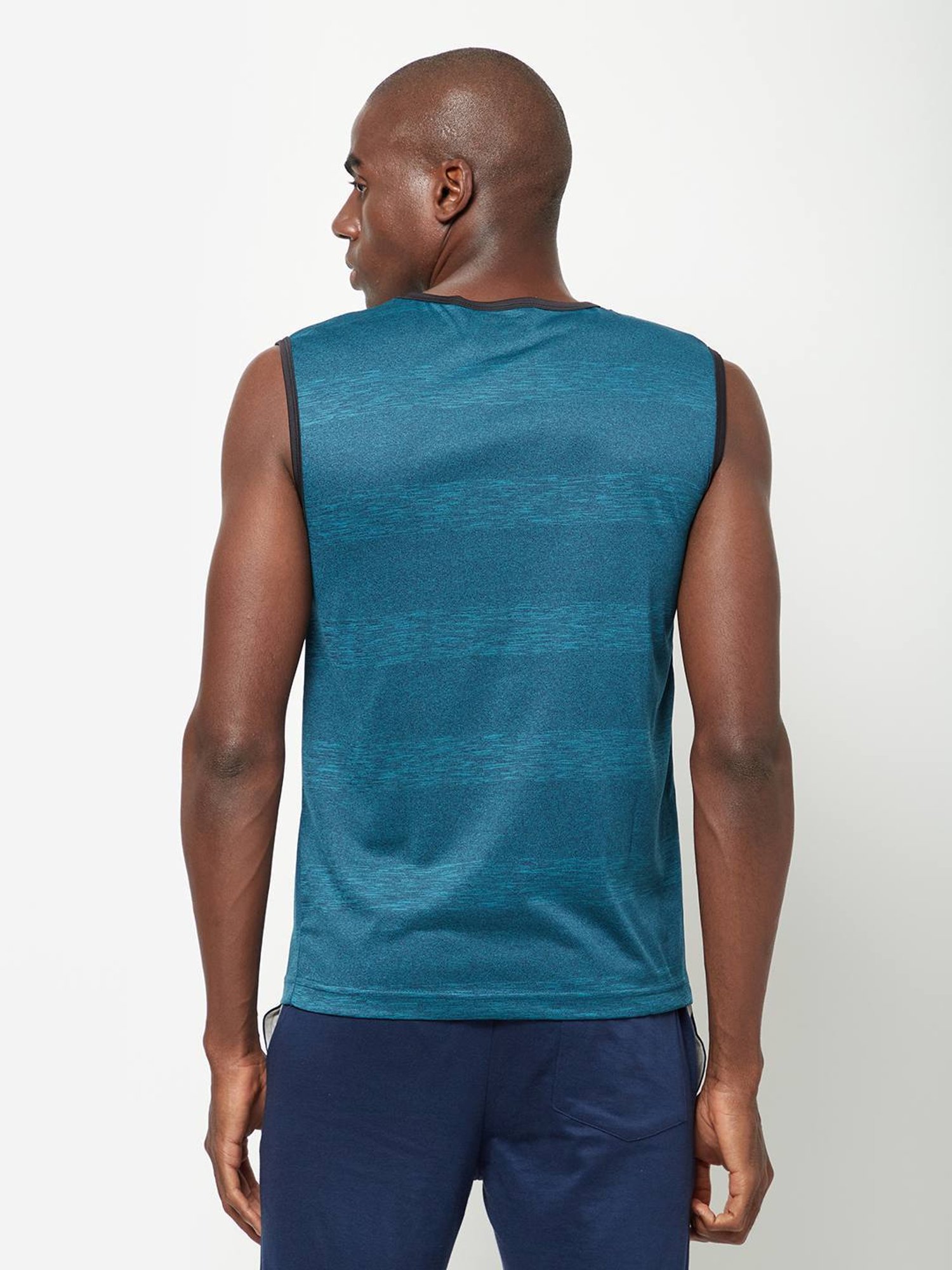 Sporto Turquoise Regular Fit Self Pattern Gym Vest