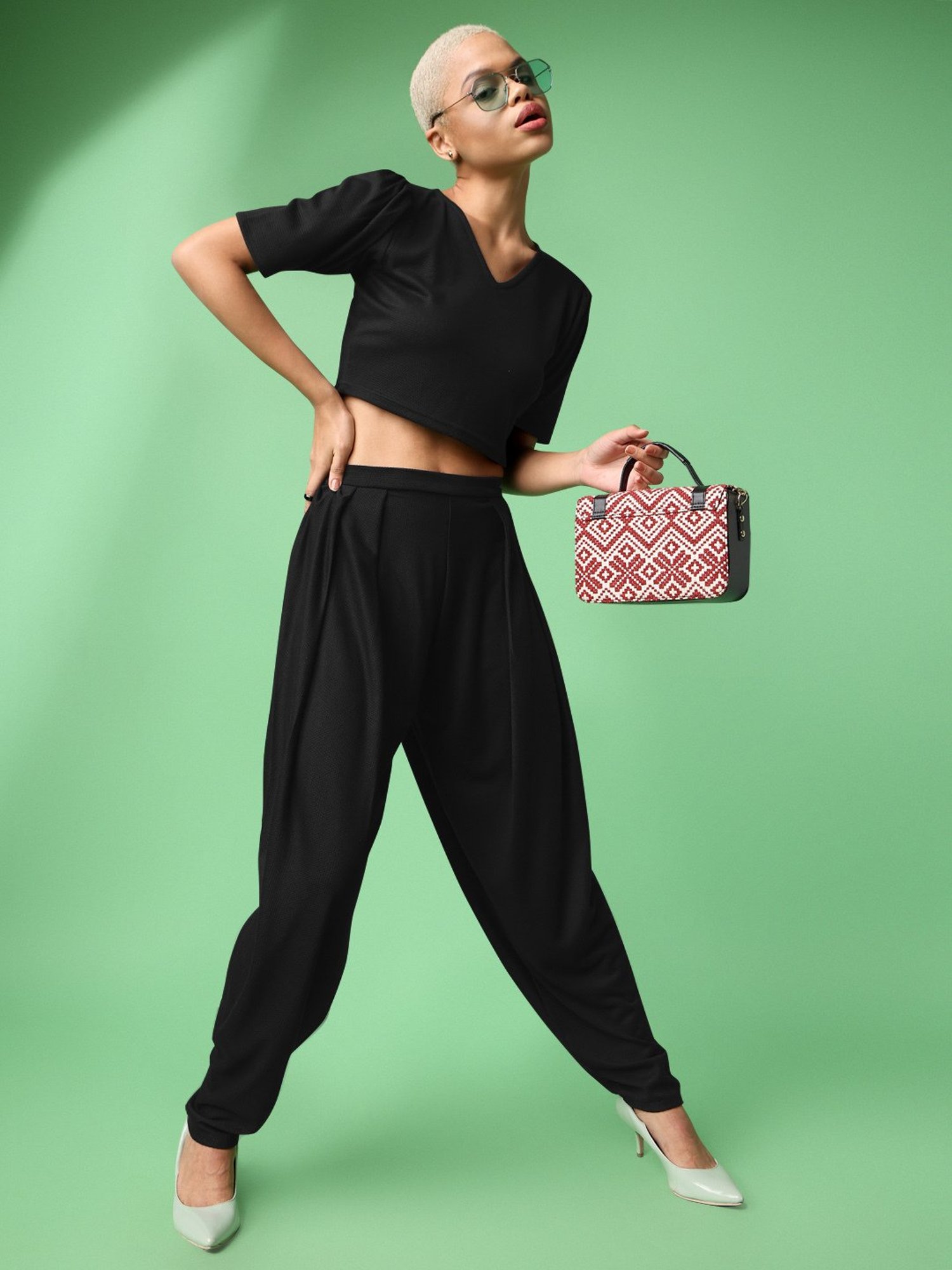 PURVAJA Black Maxi Co-Ord Set