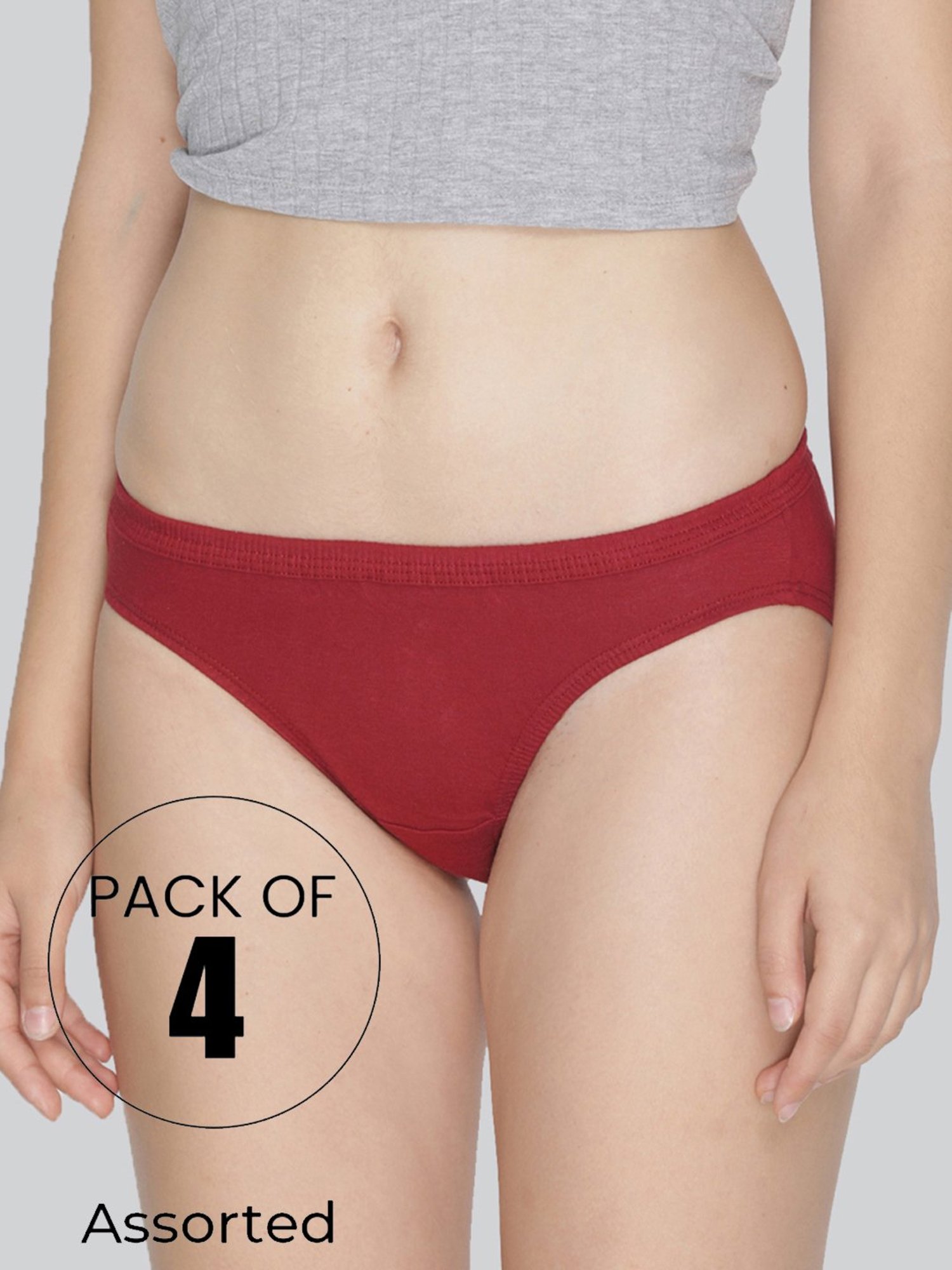 Lyra Assorted Color Cotton Bikini Panties - Pack Of 4