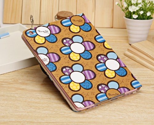 Euroge Tech&reg; New Cute Nifty Sunflower Design Folio Leather Cover Stand Protective Case for Apple Ipad 5/iPad Air(yellow)