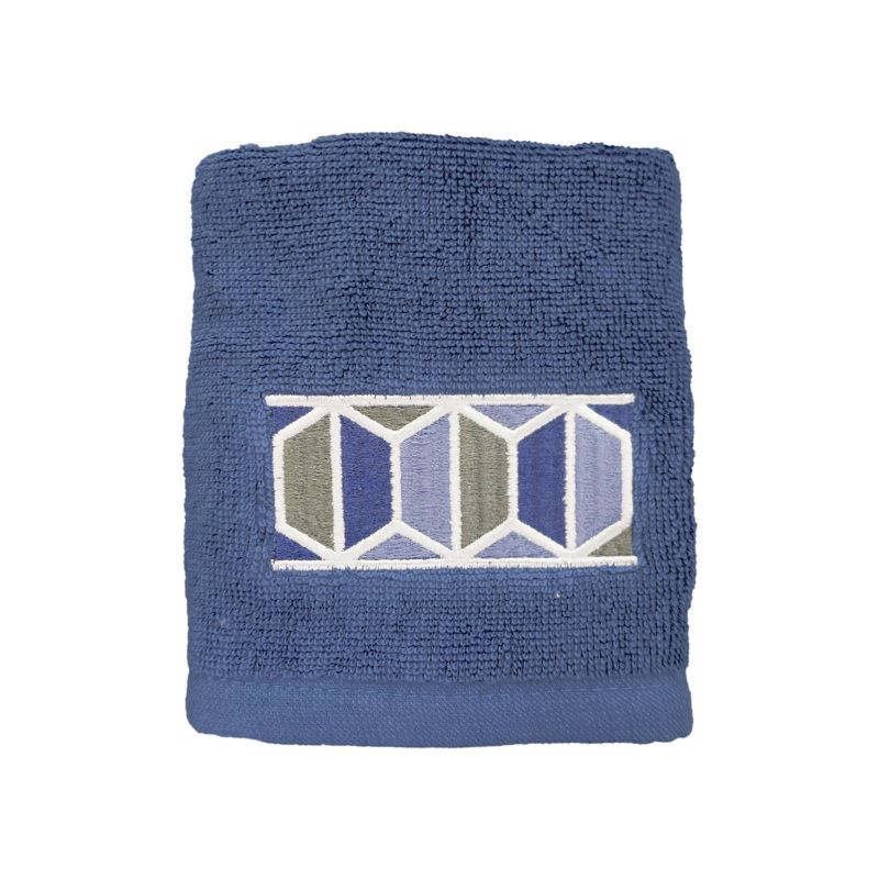 3pc Hexagon Border Bath Towel Sets Blue - Allure Home Creation