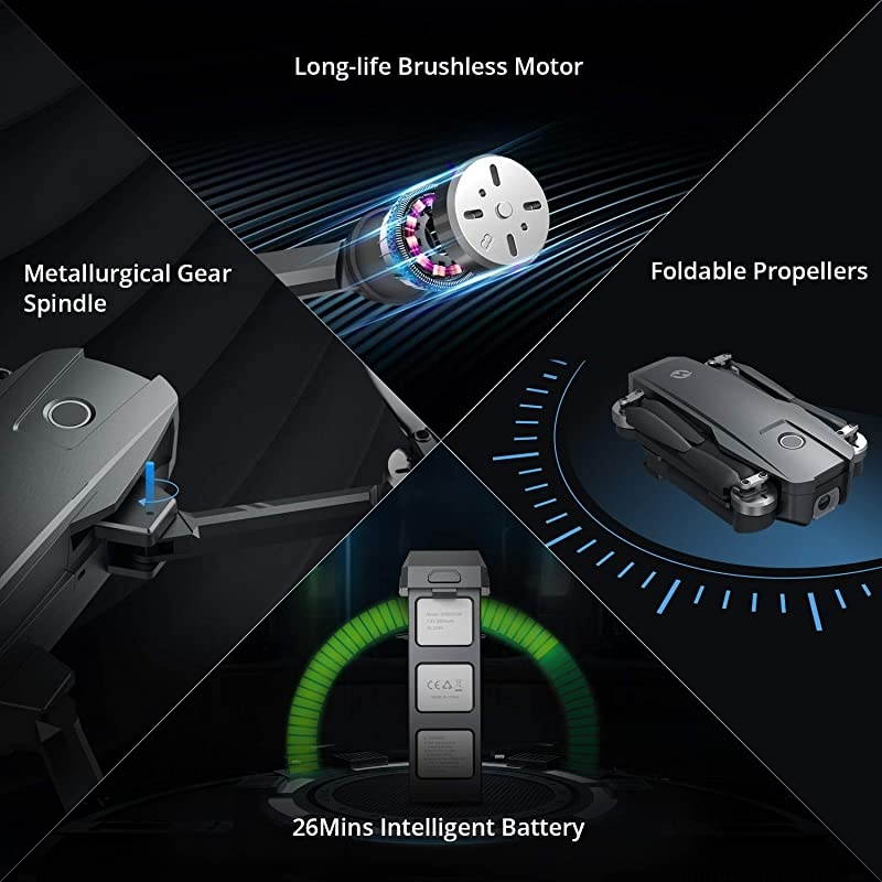 HS720 Foldable GPS Drone with 4K UHD Camera for Adults, Quadcopter with Brushless Motor, Auto Return Home, Follow Me, 26 Minutes Flight Time, Long Control Range, Includes Carrying Bag