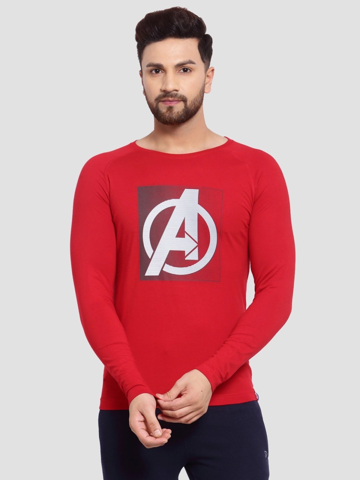 Sporto Red Slim Fit Printed Sports T-Shirt