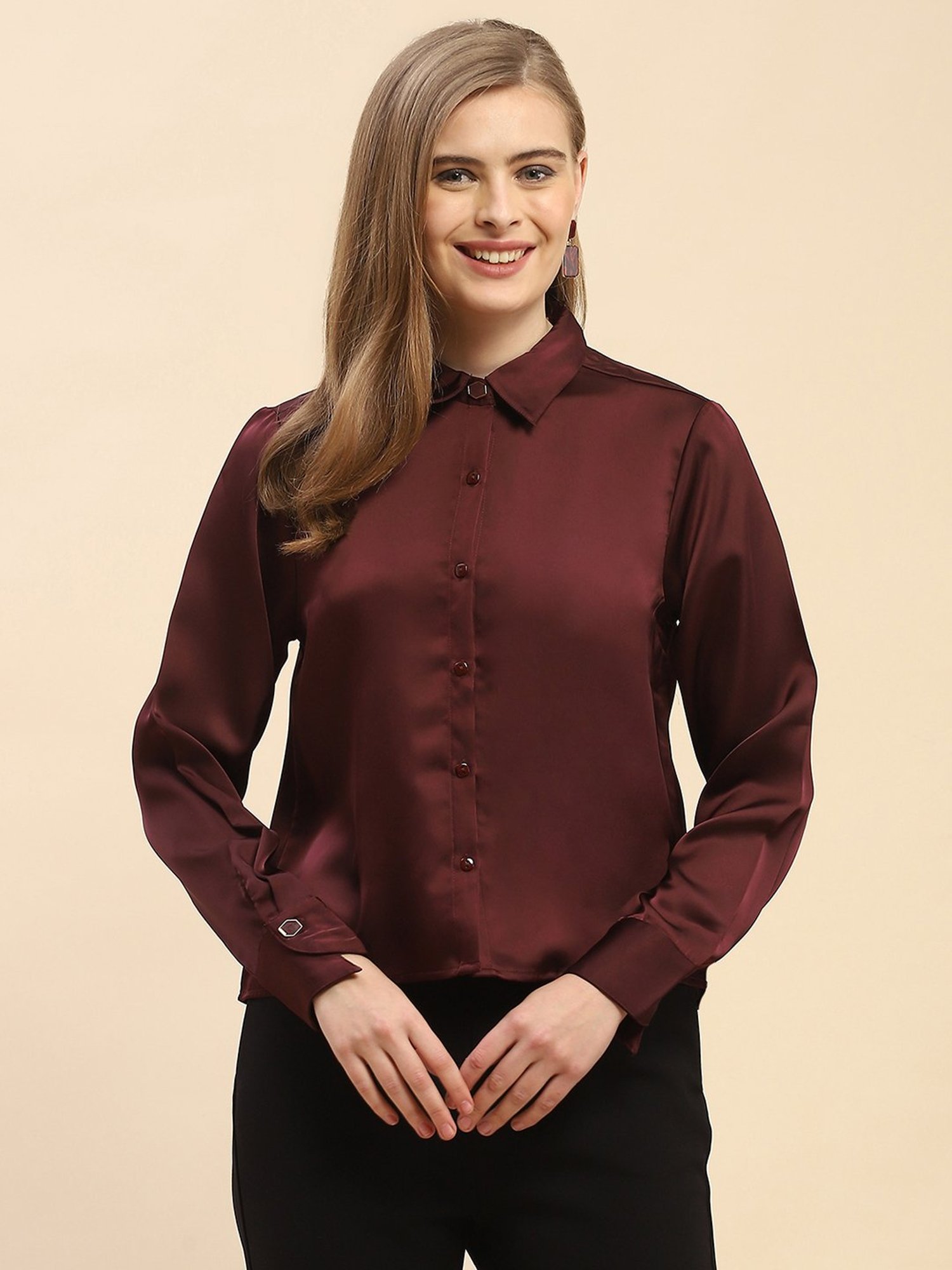 Camla Maroon Regular Fit Shirt