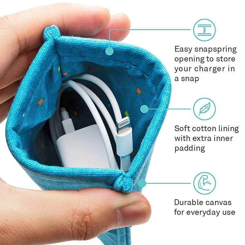 Pocket Pouch Kit Comes with 1 Charger 1 Earbud Case Blue